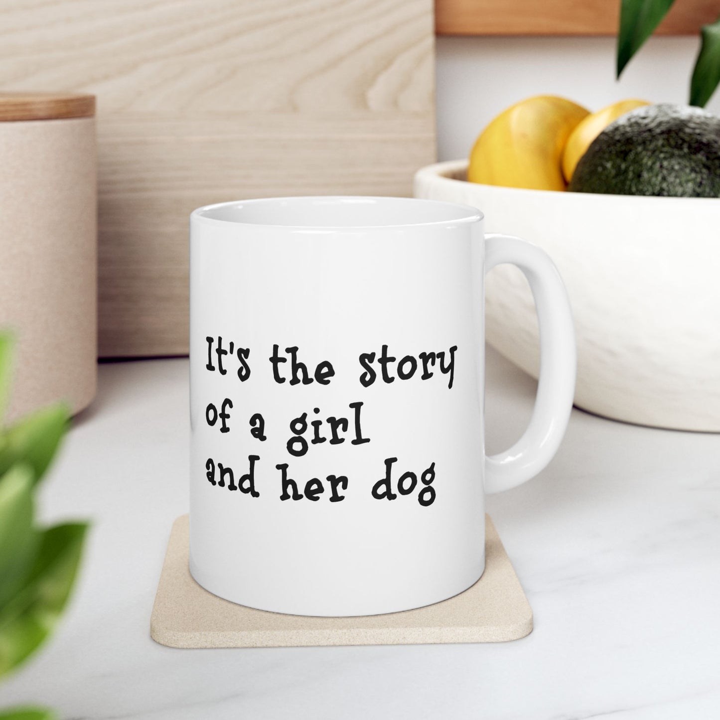 Girl and Her Dog Ceramic Coffee Mug (11oz, 15oz)