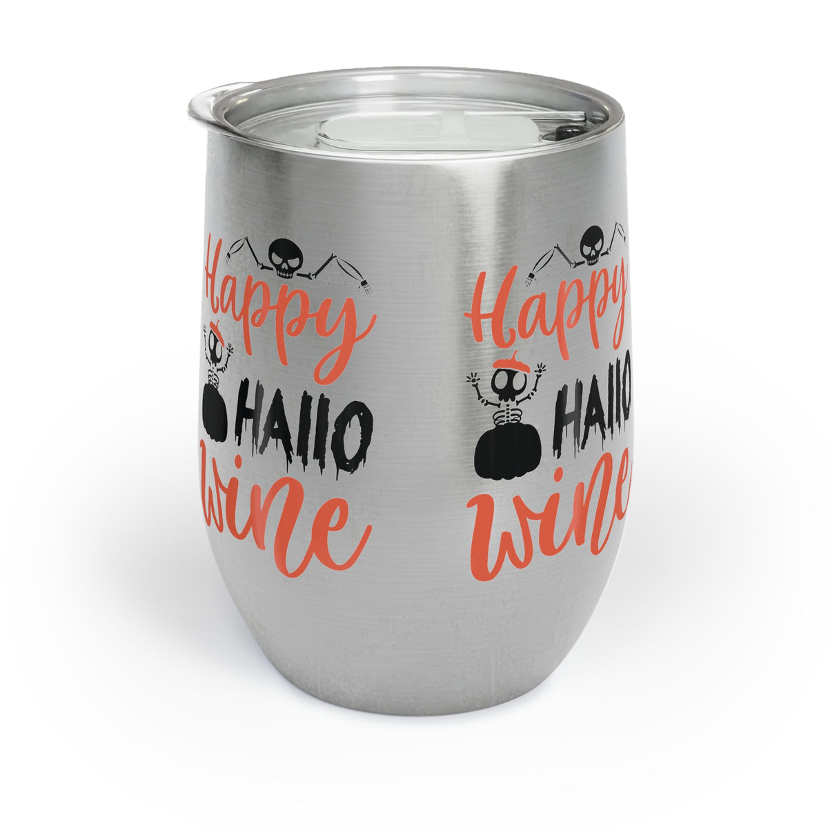 Happy Hallowine Wine Tumbler, Halloween Drink Cup, Reusable Insulated Wine Holder for Fall Parties, Spooky Season Gift