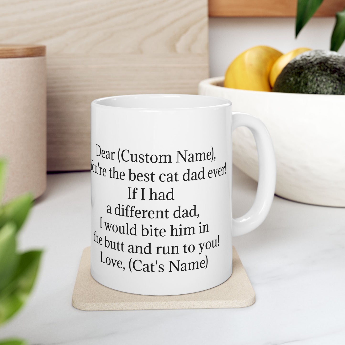Personalized Cat Dad Ceramic Coffee Mug for Cat Dads Everwhere