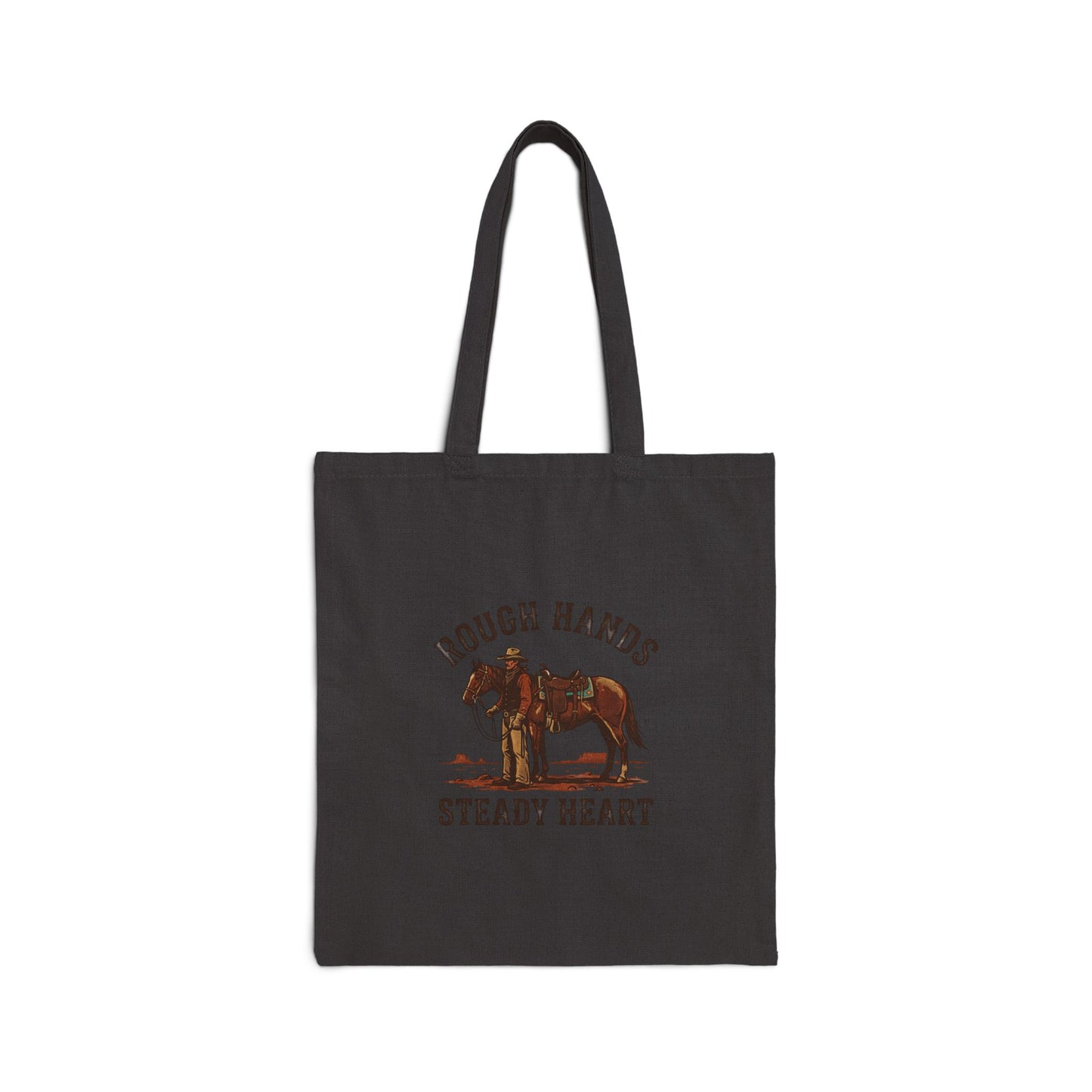 Rough Hands Steady Heart Tote | Western Americana, Cowboy Frontier, Vintage Desert Tones