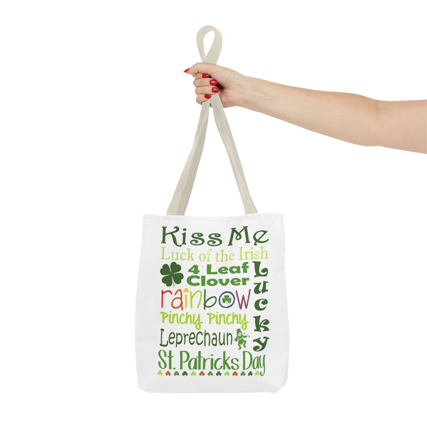 St. Patrick's Word Riot White Tote Bag — Bold Typographic Holiday Tote - 3 Sizes