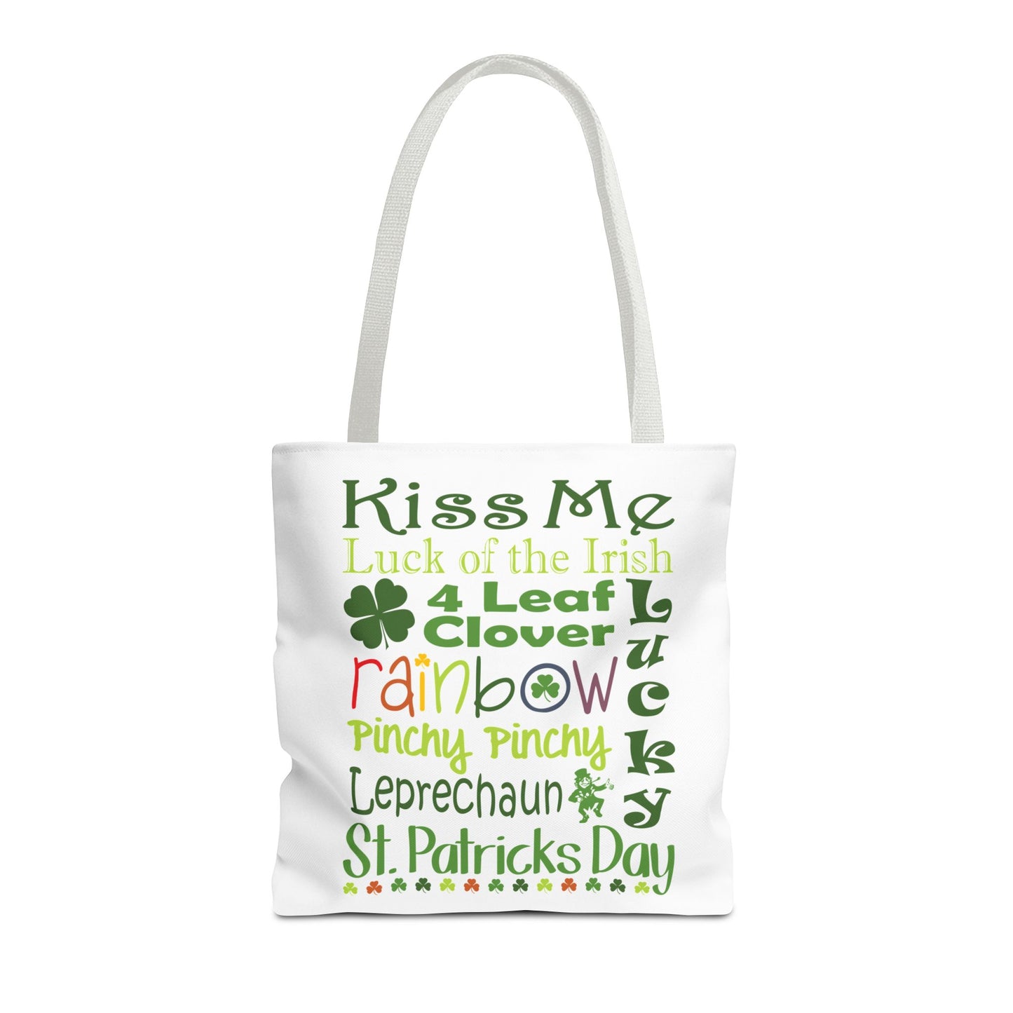 St. Patrick's Word Riot White Tote Bag — Bold Typographic Holiday Tote - 3 Sizes