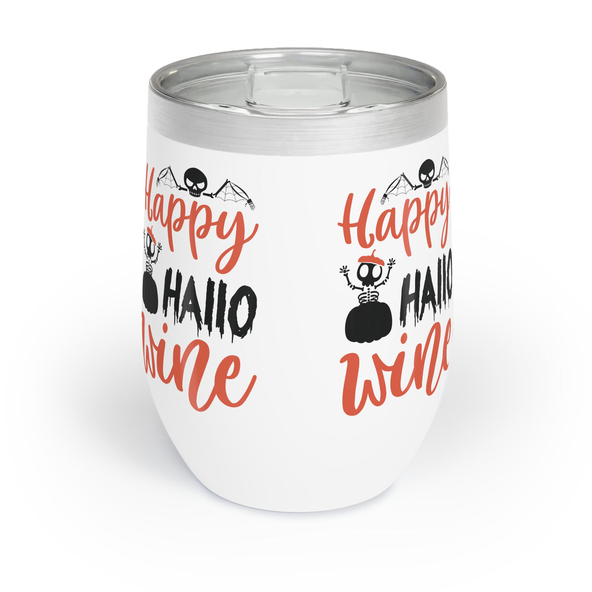 Happy Hallowine Wine Tumbler, Halloween Drink Cup, Reusable Insulated Wine Holder for Fall Parties, Spooky Season Gift