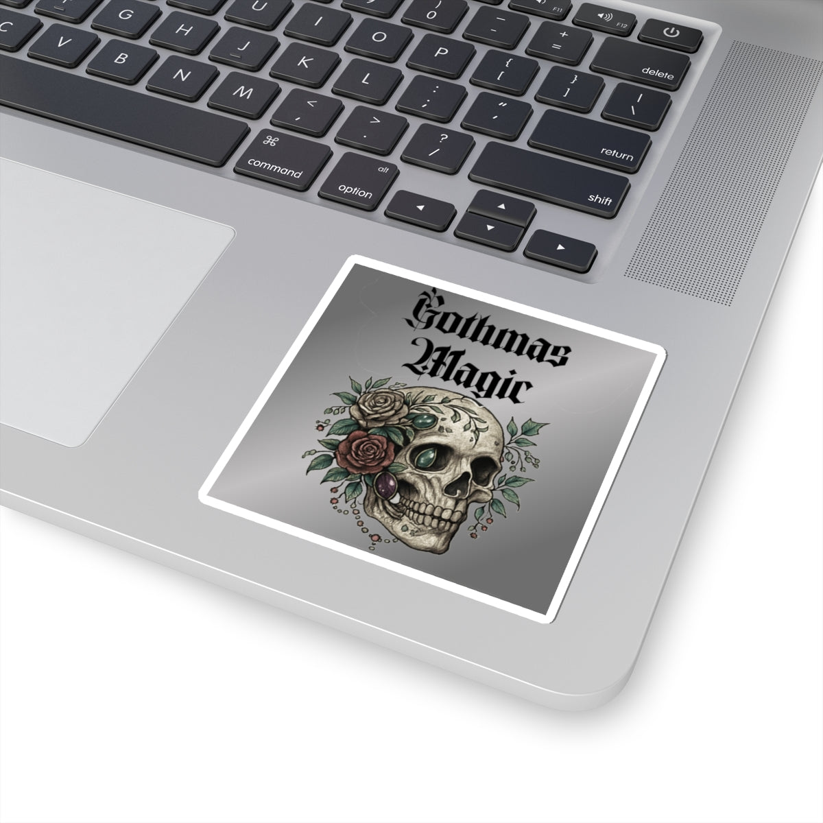 Gothmas Magic Skull Sticker — Gothic Floral Kiss-Cut Sticker