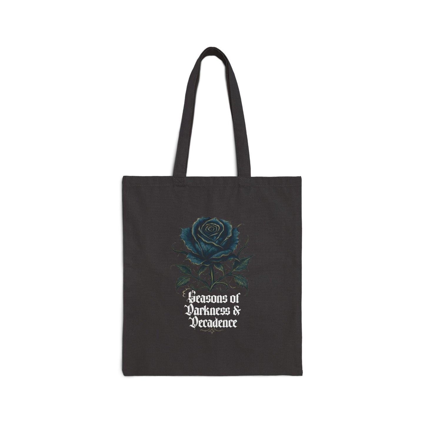 Rose Graphic Tote Bag — "Seasons of Darkness & Decadence" Cotton Canvas Market Tote