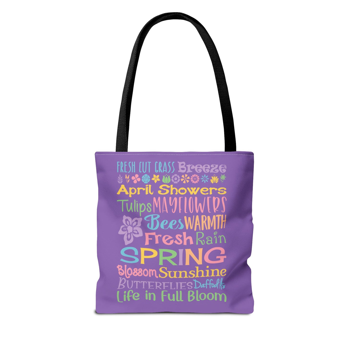 Spring Word Riot Purple Tote Bag — Pastel Floral Typography Tote
