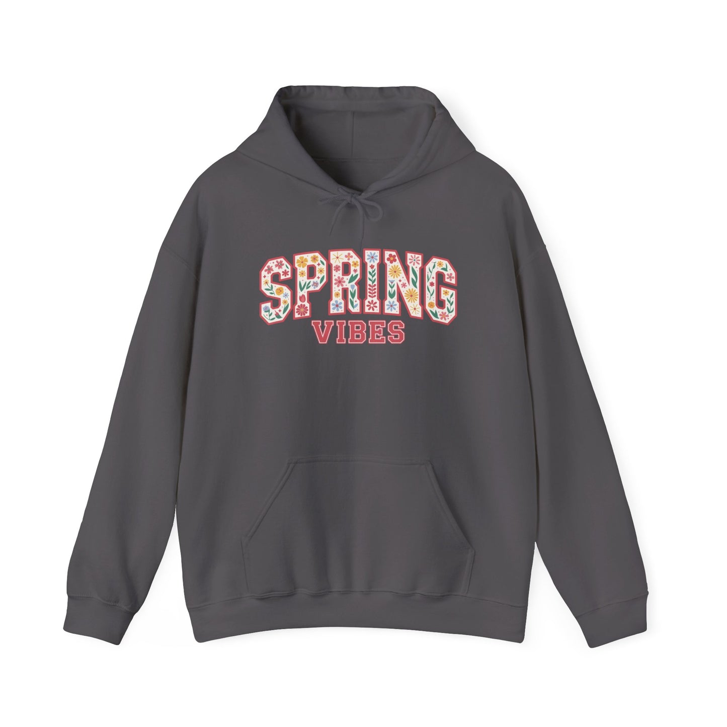 Spring Vibes Hoodie — Floral Pattern Graphic Hooded Sweatshirt