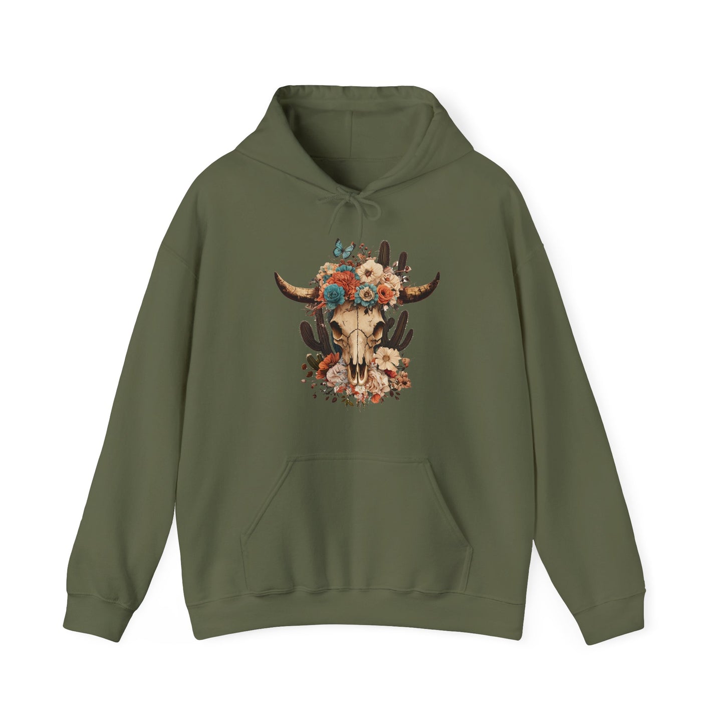 Floral Skull Women's Heavy Blend™ Hoodie, Perfect Gift for Mother's Day