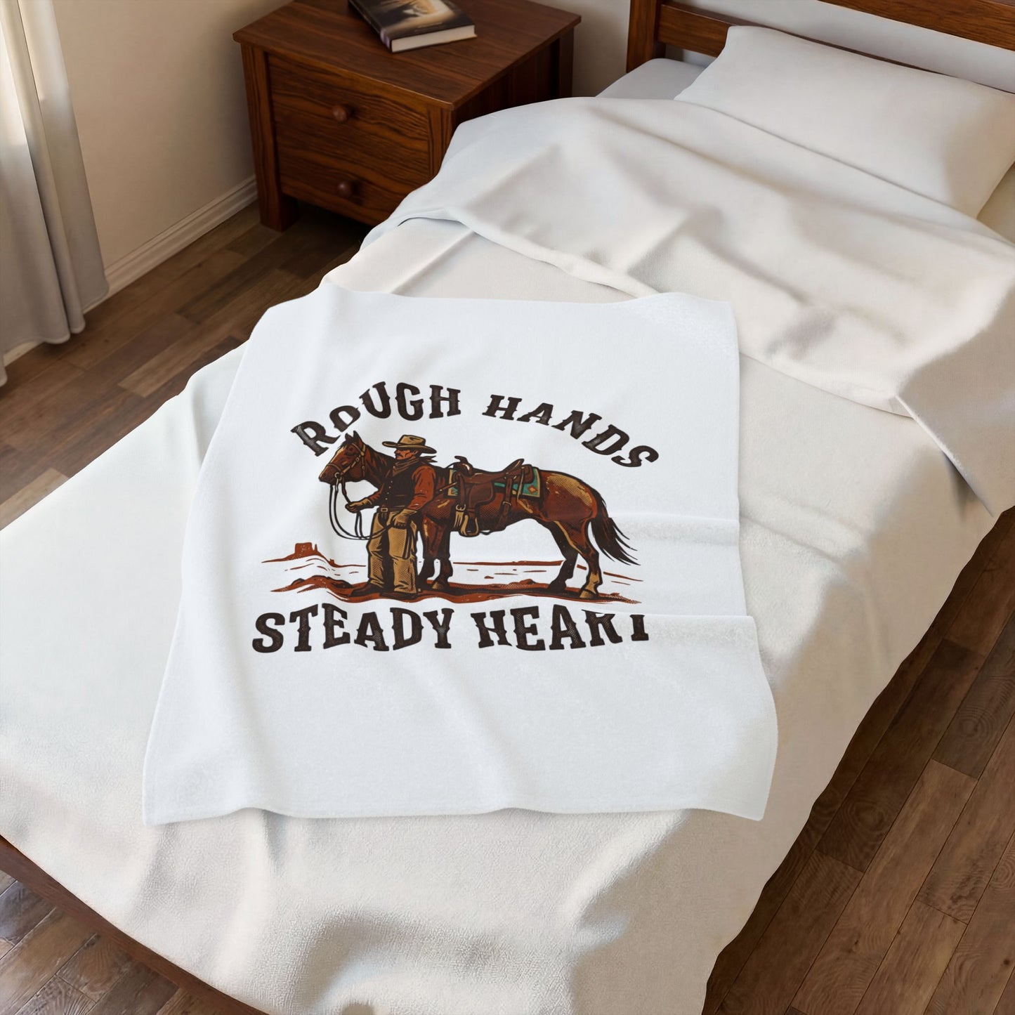 Rough Hands Steady Heart Velveteen Blanket | Western, Cowboy, Americana
