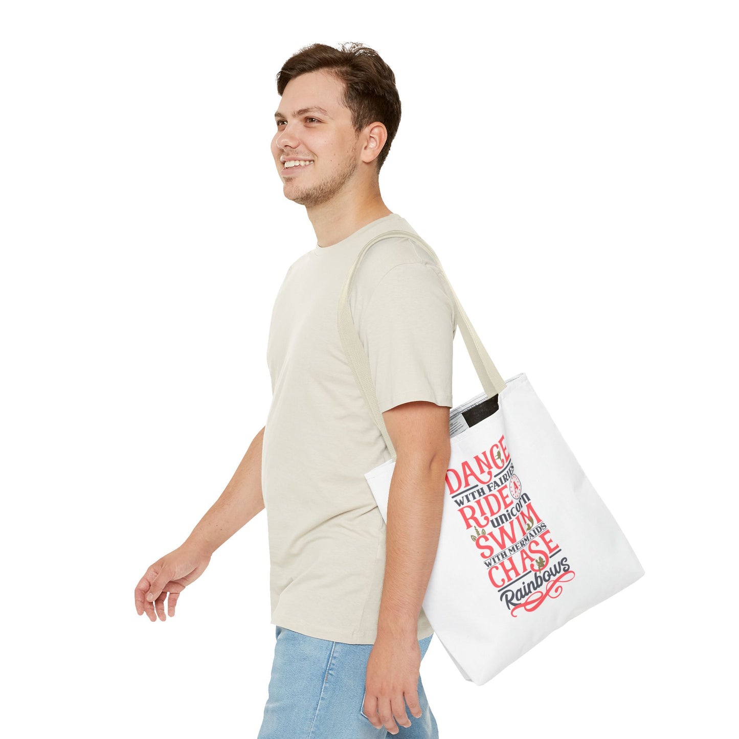 Whimsical Adventure Tote Bag - Dance with Fairies, Ride Unicorns, Swim with Mermaids