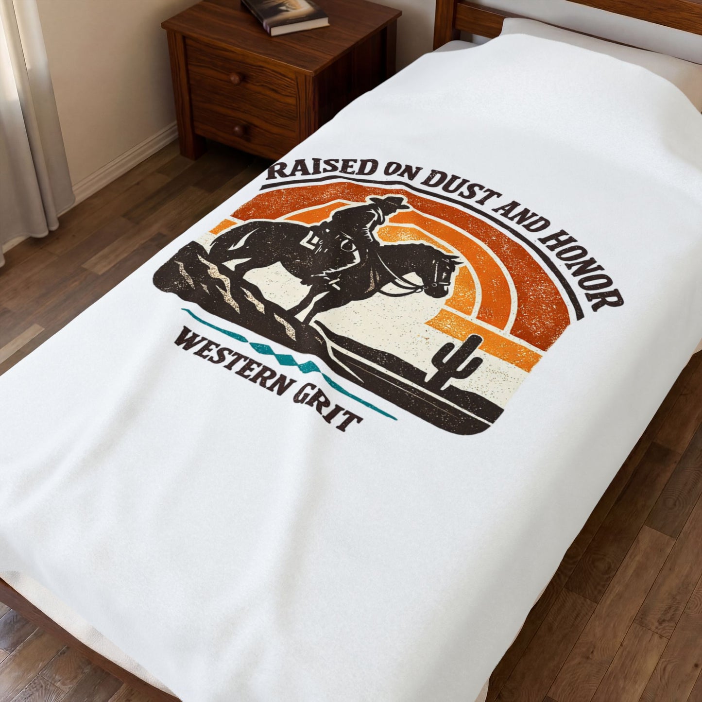 Raised on Dust and Honor Velveteen Plush Blanket | Western, Cowboy, Vintage Americana