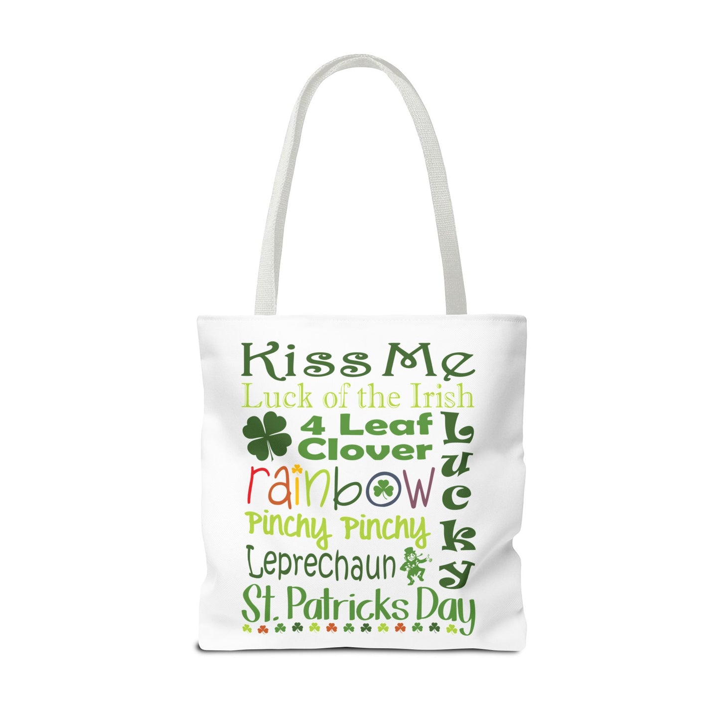 St. Patrick's Word Riot White Tote Bag — Bold Typographic Holiday Tote - 3 Sizes