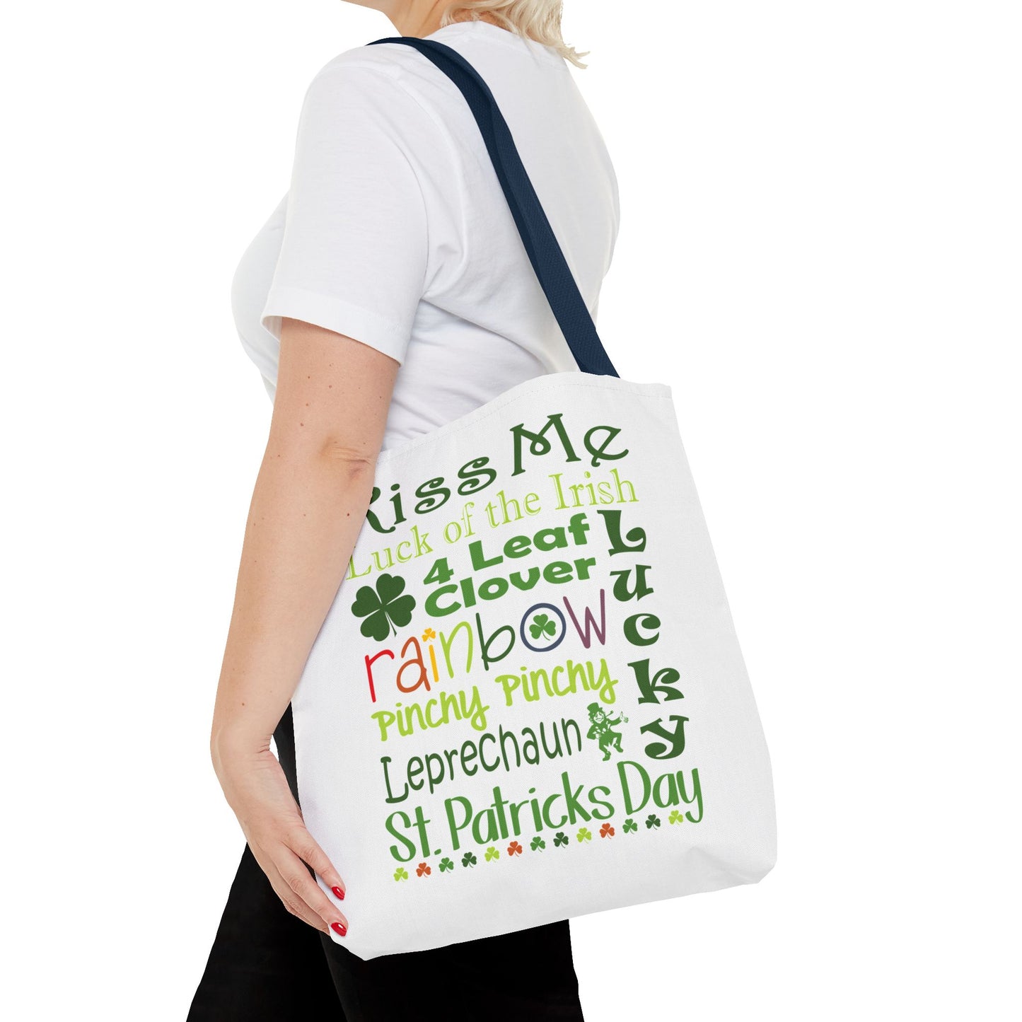 St. Patrick's Word Riot White Tote Bag — Bold Typographic Holiday Tote - 3 Sizes