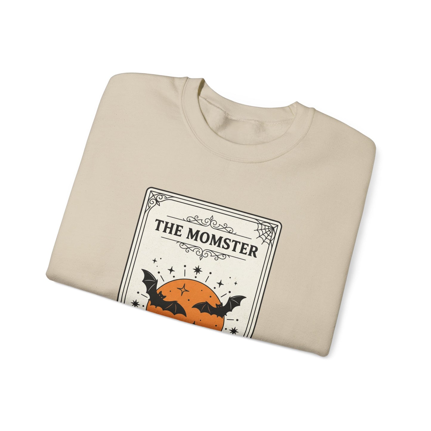 Momster Halloween Crest Crewneck Sweatshirt | bats, pumpkin, gothic vintage