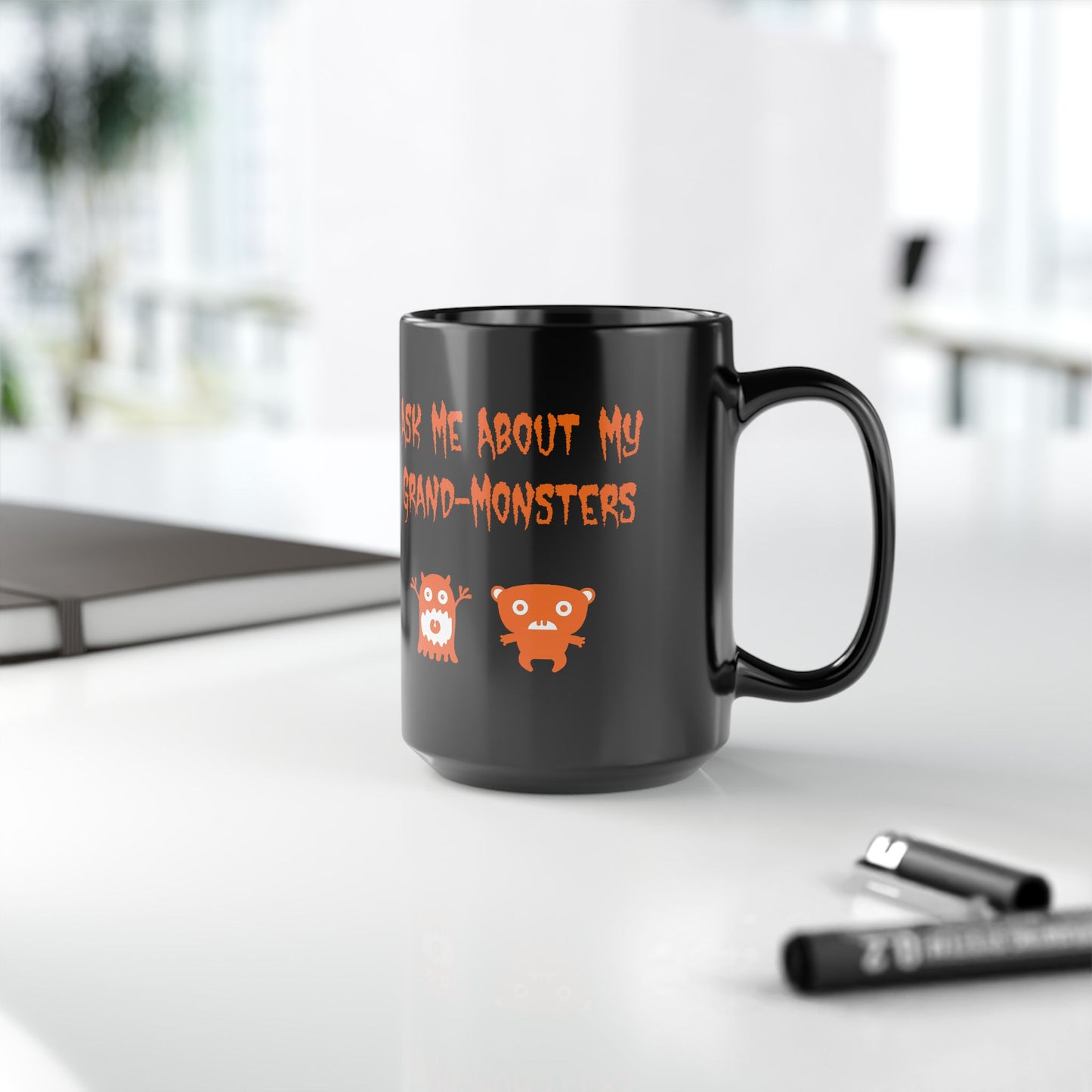 Whimsical Grand-Monsters Black Coffee Mug