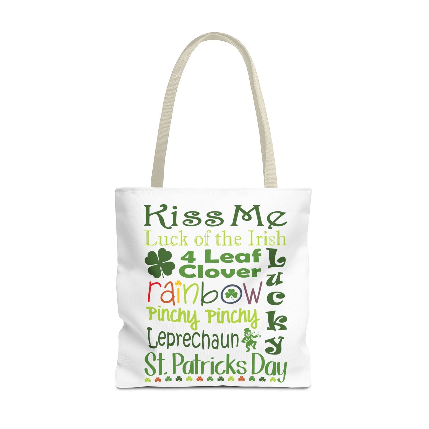 St. Patrick's Word Riot White Tote Bag — Bold Typographic Holiday Tote - 3 Sizes