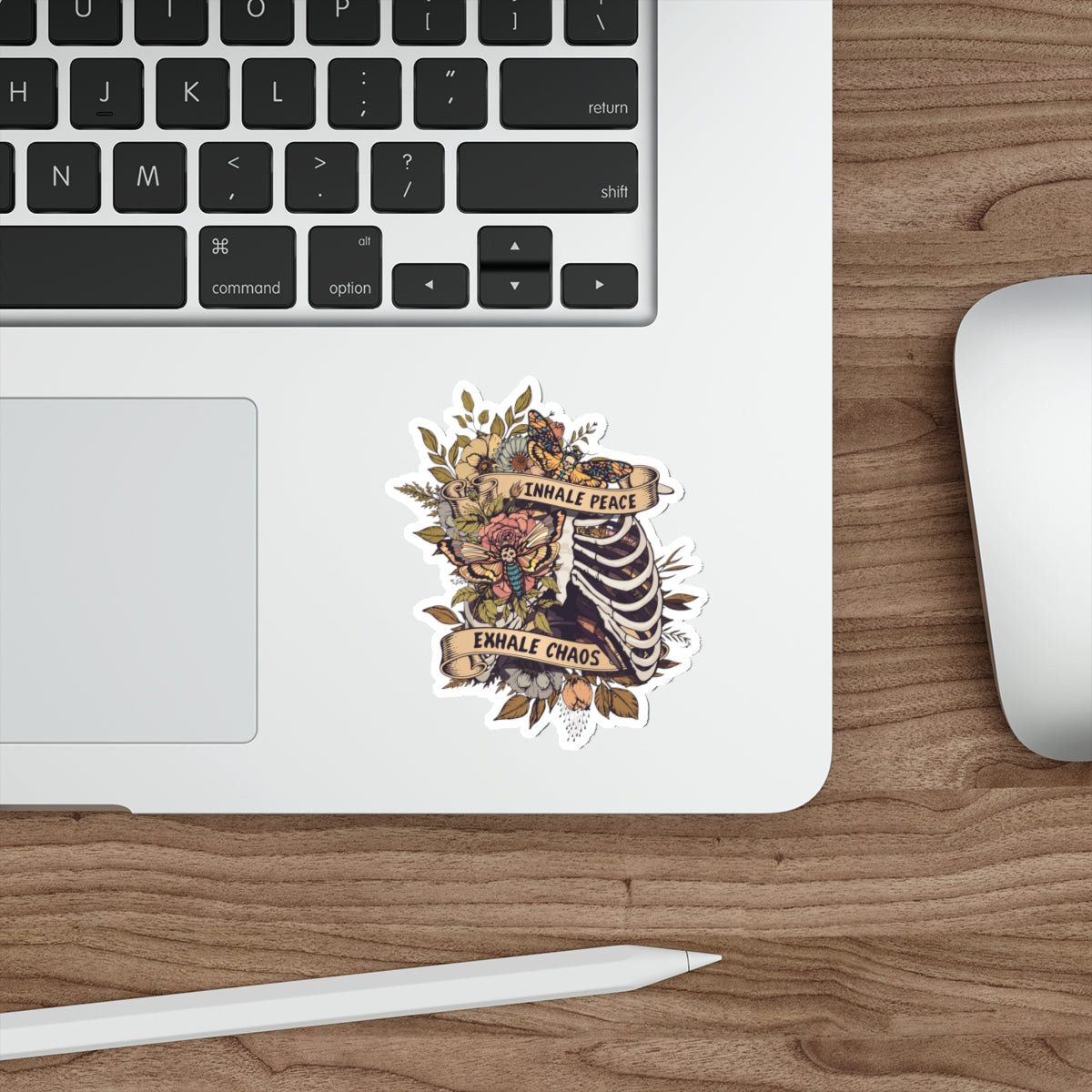 Inhale Peace, Exhale Chaos Skull Sticker