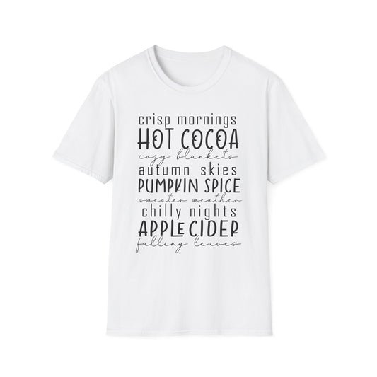 Cozy Fall T-Shirt | Autumn Vibes Shirt, Pumpkin Spice Tee, Hot Cocoa Top, Seasonal Casual Wear, Thanksgiving Gift