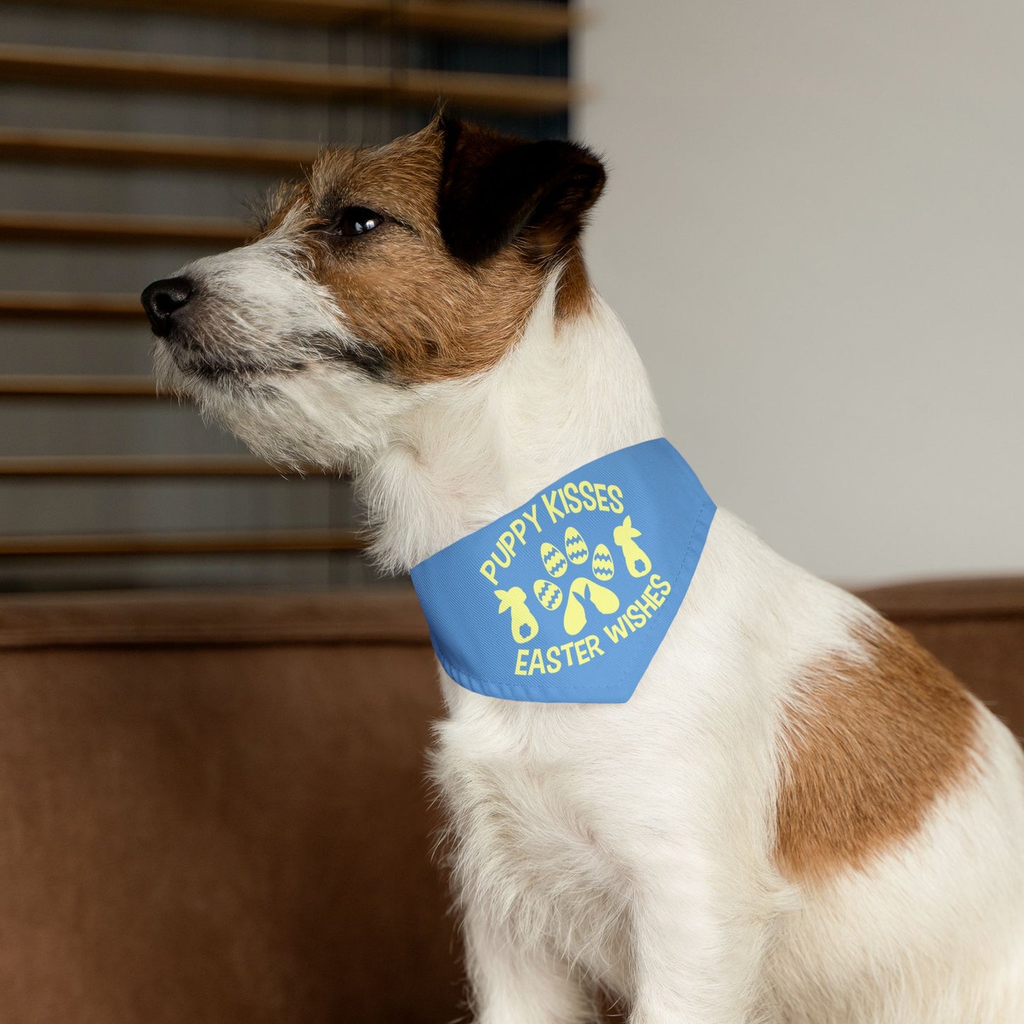 Yellow on Blue Easter-Themed Pet Bandana Collar