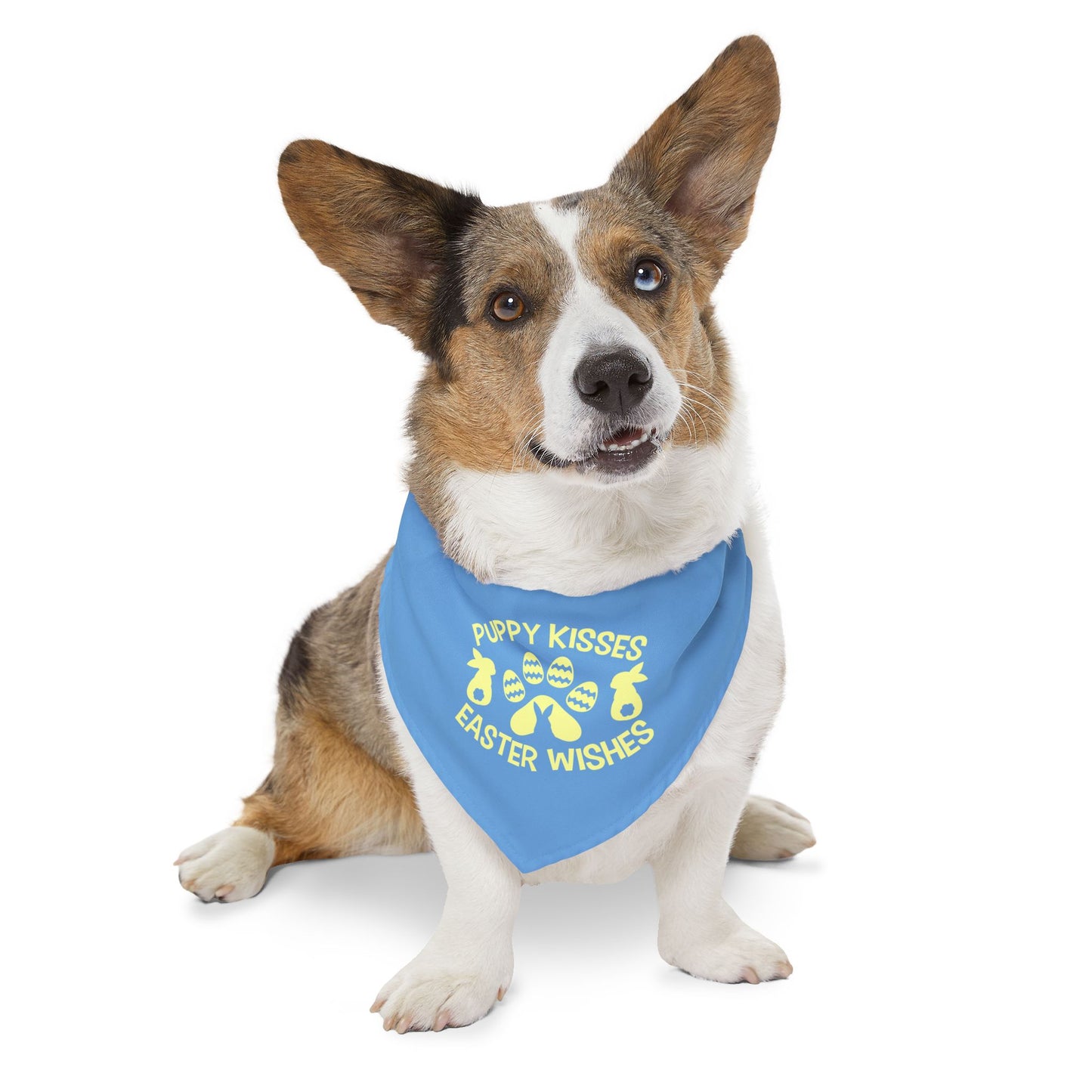 Yellow on Blue Easter-Themed Pet Bandana Collar