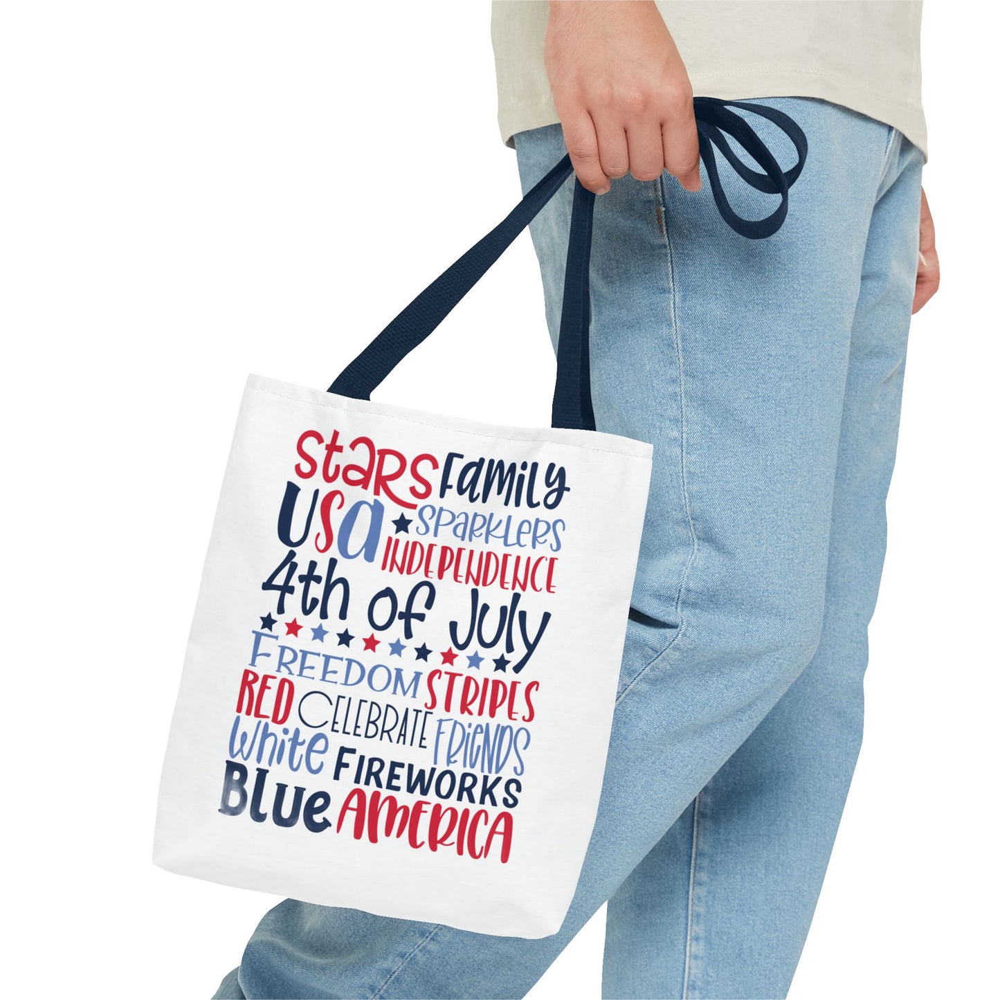 4th of July Tote Bag - USA Patriotic Stars & Stripes Independence Day Tote