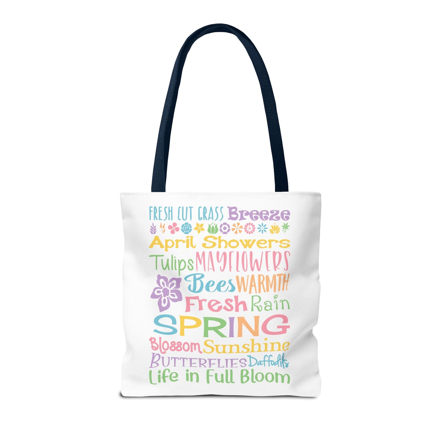 Spring Words Tote Bag — Pastel Floral Typography Tote