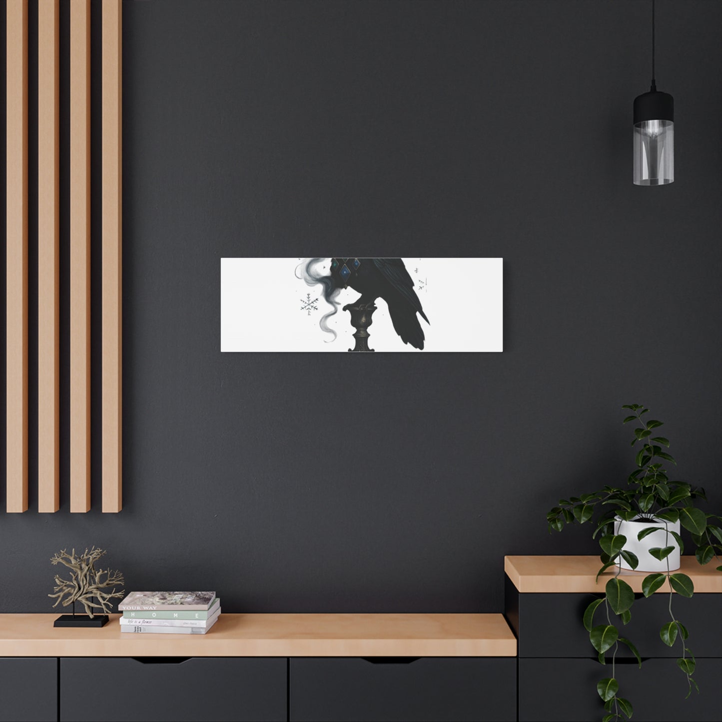 Gothic Raven Canvas Art – “Gothic Cheer, Give Me Fear” Matte Stretched Wall Decor