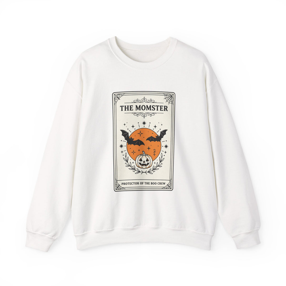 Momster Halloween Crest Crewneck Sweatshirt | bats, pumpkin, gothic vintage