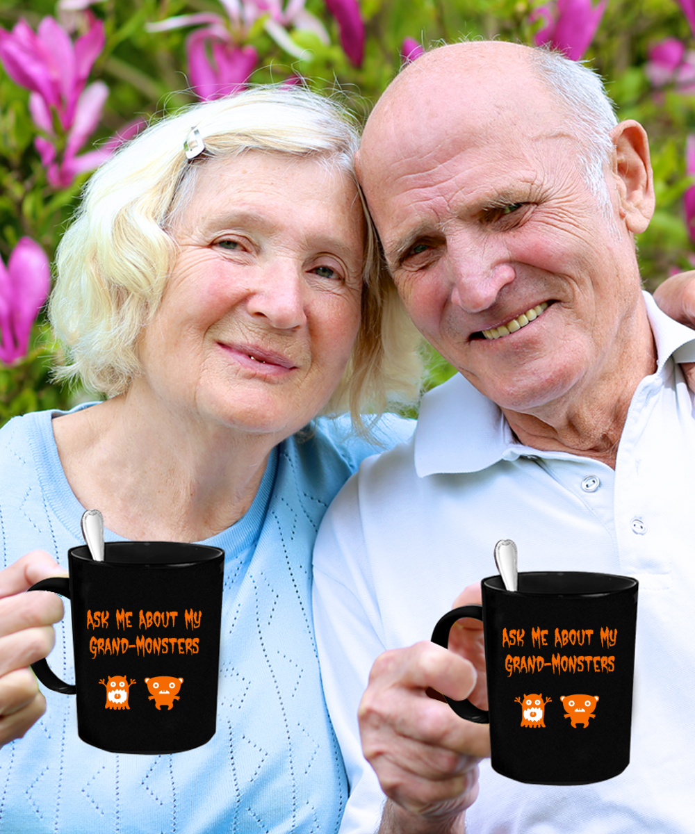 Whimsical Grand-Monsters Black Coffee Mug