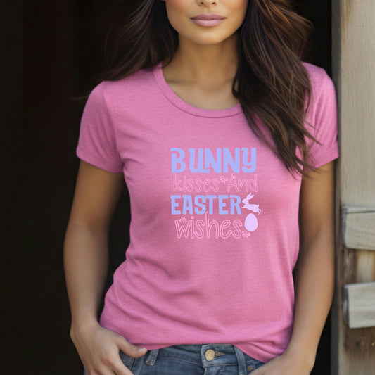 Bunny Easter Wishes Tee — Women's Pastel Easter T-Shirt