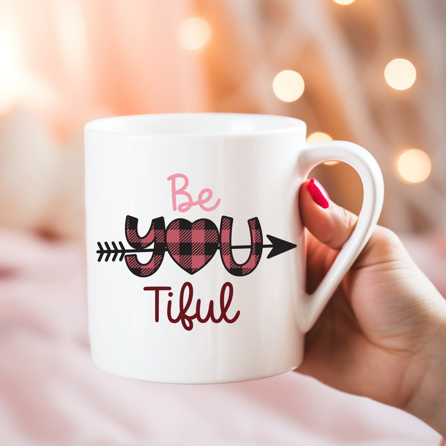 Be You Tiful Valentine’s Ceramic Mug — Cute 11oz & 15oz Coffee Cup