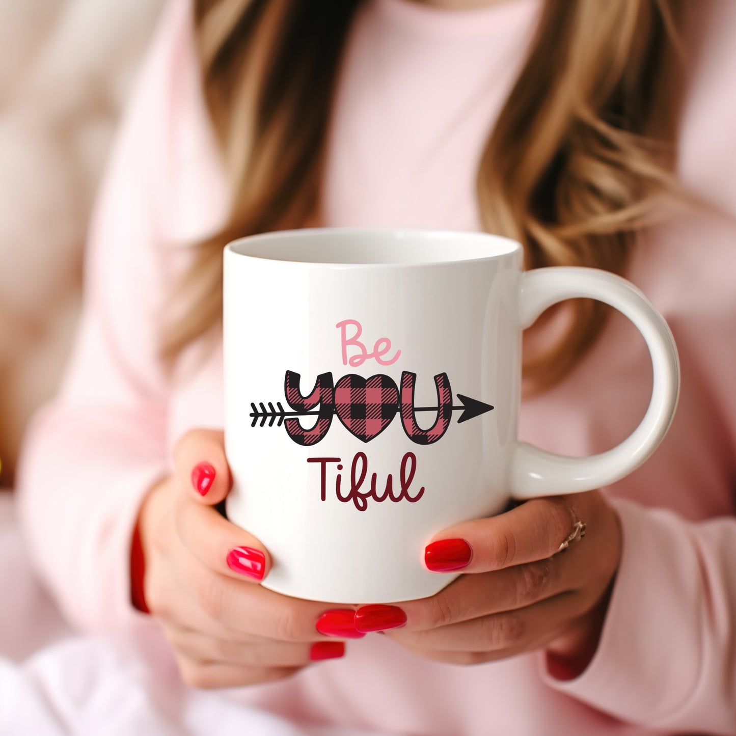 Be You Tiful Valentine’s Ceramic Mug — Cute 11oz & 15oz Coffee Cup