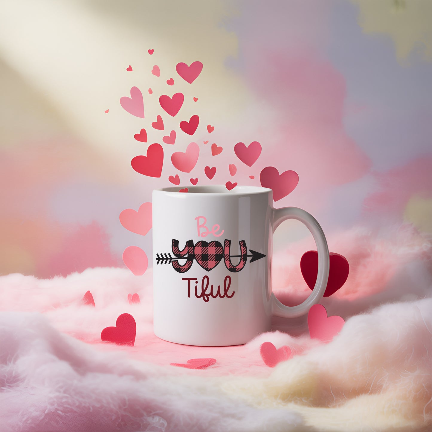 Be You Tiful Valentine’s Ceramic Mug — Cute 11oz & 15oz Coffee Cup
