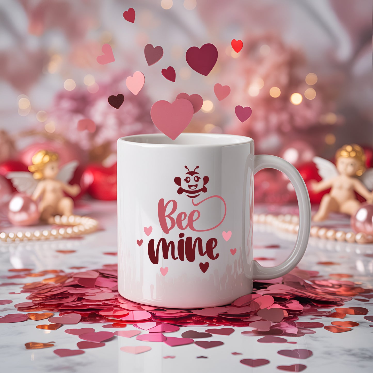 Bee Mine Valentine's Ceramic Mug — Cute 11oz & 15oz Coffee Cup