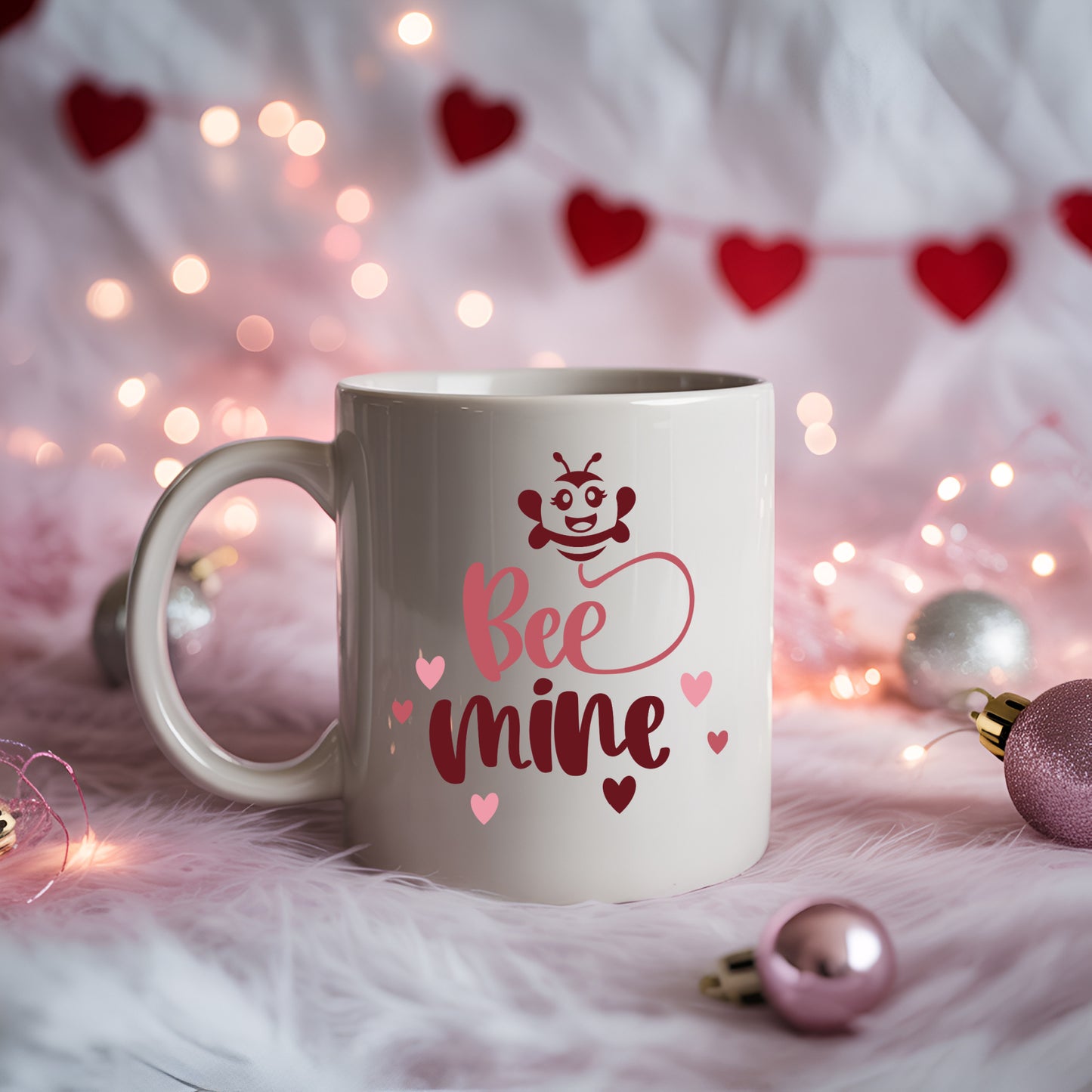 Bee Mine Valentine's Ceramic Mug — Cute 11oz & 15oz Coffee Cup