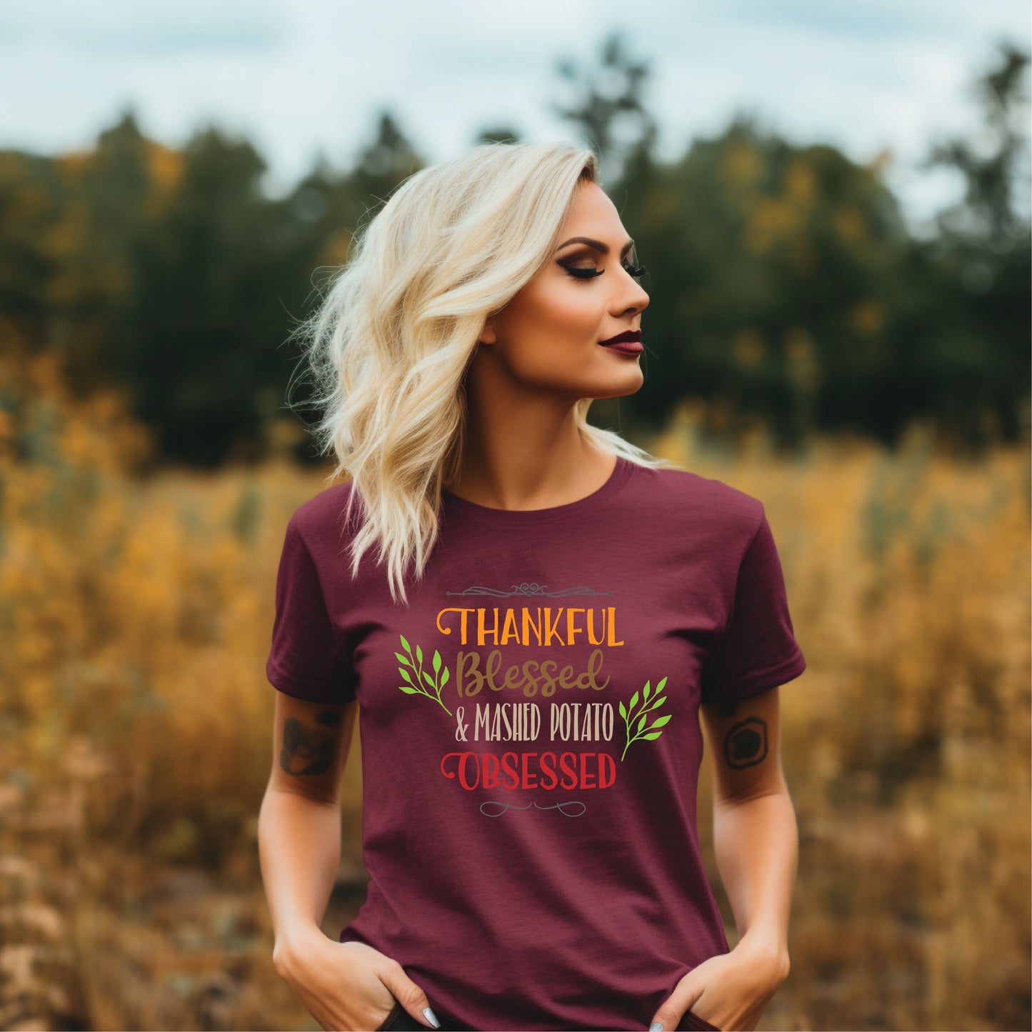 Mashed Potato Obsessed Funny Family Thanksgiving Tee