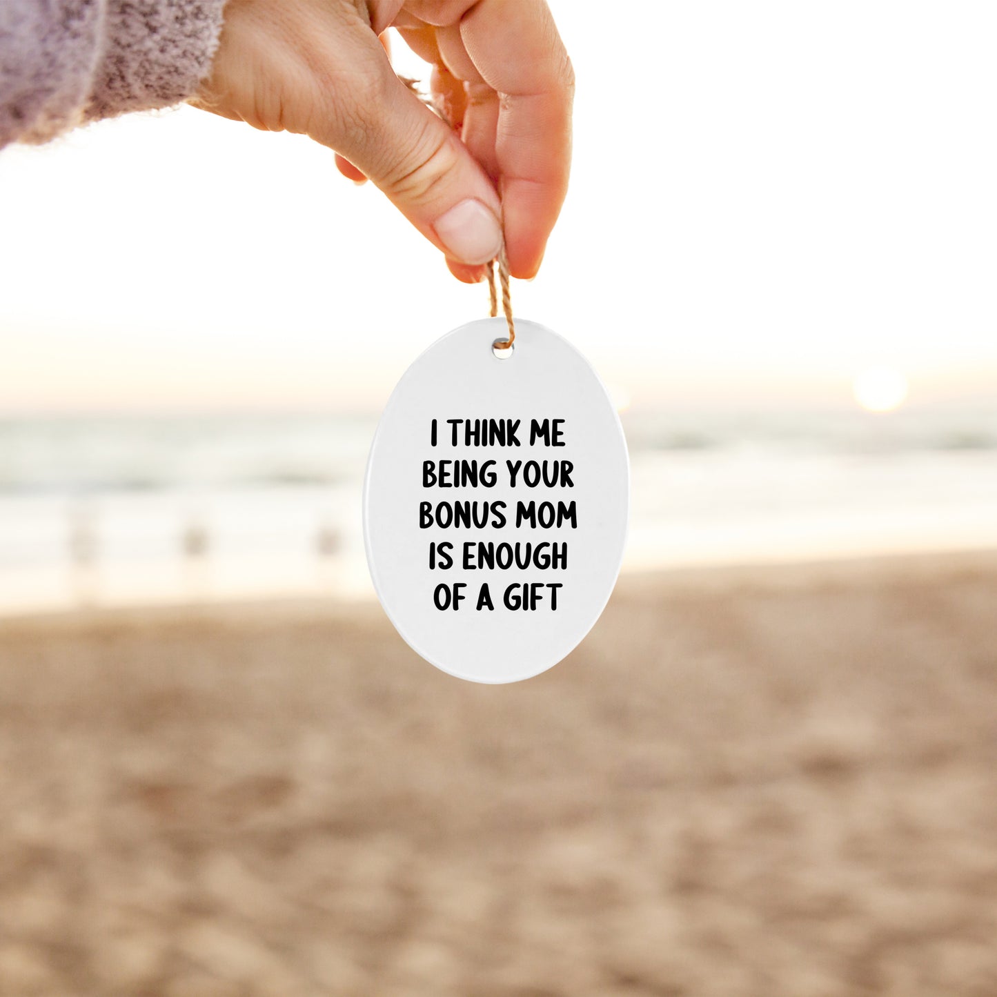 Funny Bonus Mom Oval Ornament