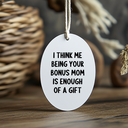 Funny Bonus Mom Oval Ornament