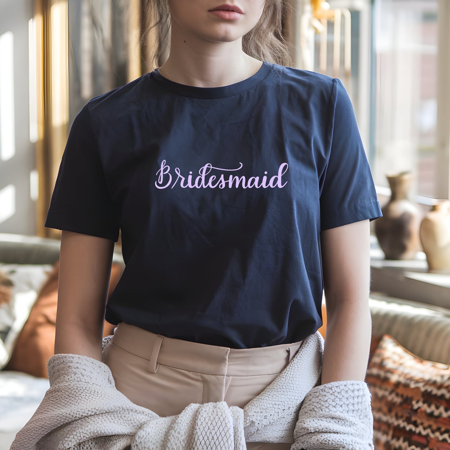 Bridesmaid Tee — Pastel Script Wedding Party Shirt