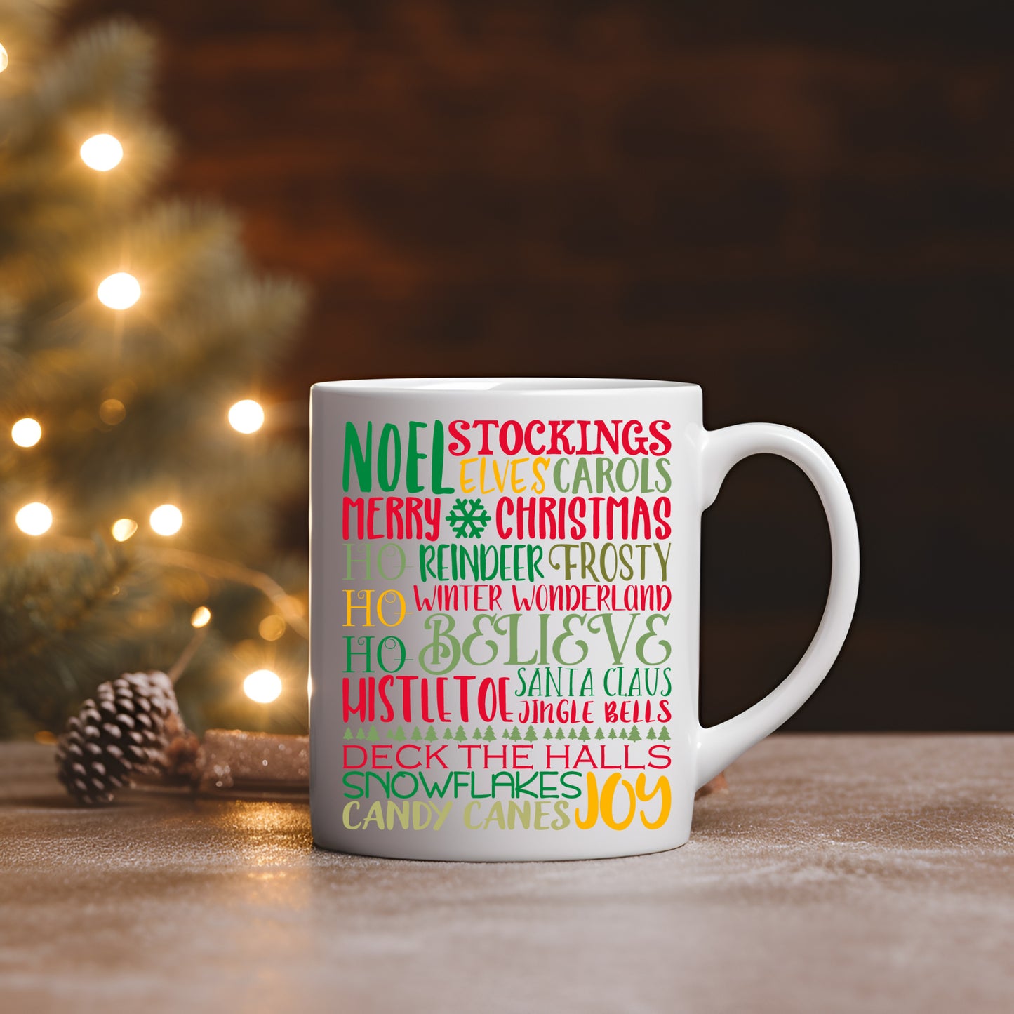 Christmas Word Cloud Mug in White or Black (11 or 15 oz)