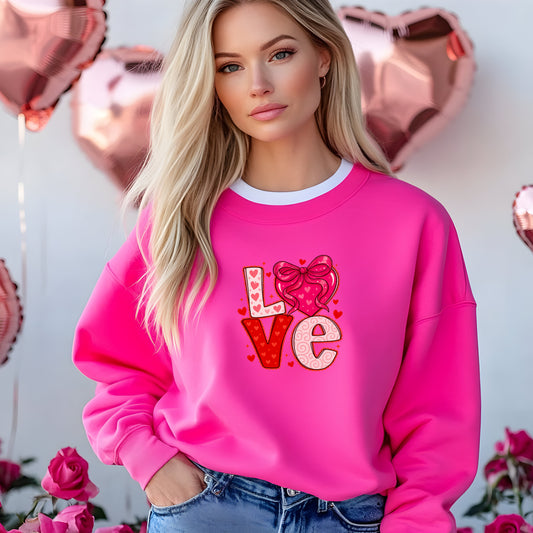 Coquette Love Crewneck Sweatshirt — Feminine Heart Graphic Crewneck