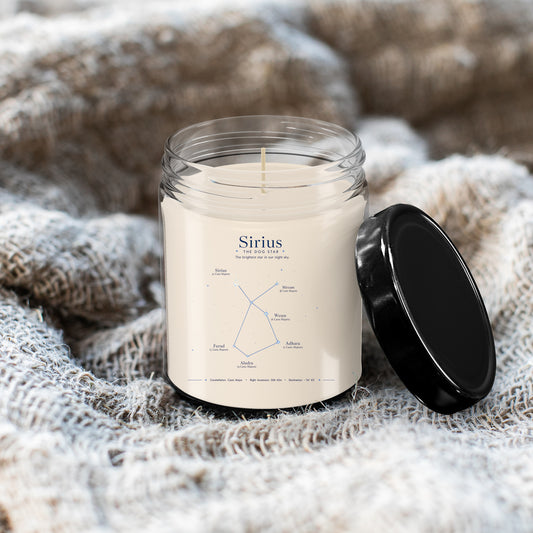 Dog Days of Summer Sirius Constellation Soy Candle — 9oz Scented Jar (Dog Star Astronomy Gift)