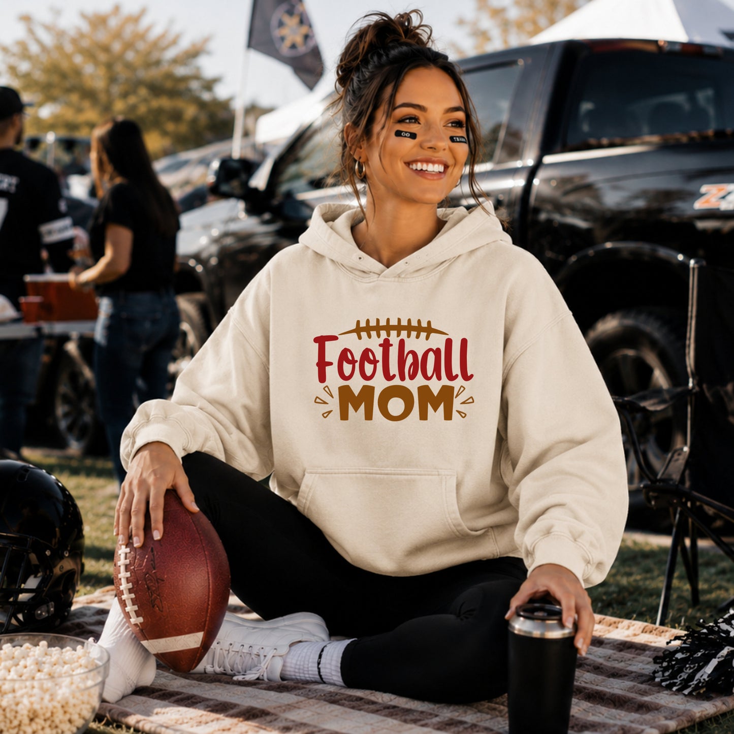 Football Mom Hoodie — Cute Football Graphic Pullover for Proud Sports Moms