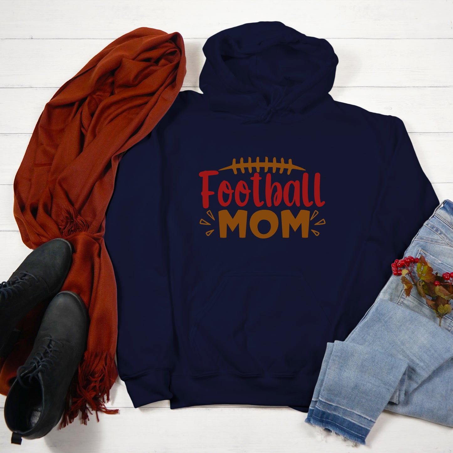 Football Mom Hoodie — Cute Football Graphic Pullover for Proud Sports Moms