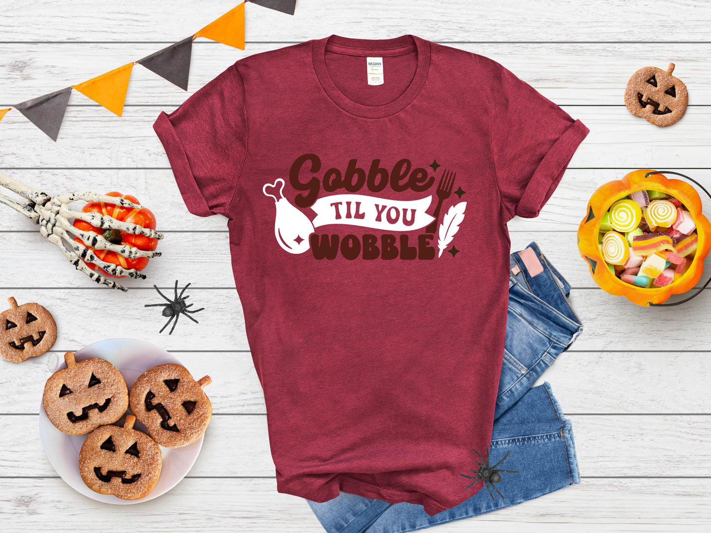 Gobble Till You Wobble Funny Thanksgiving Tee