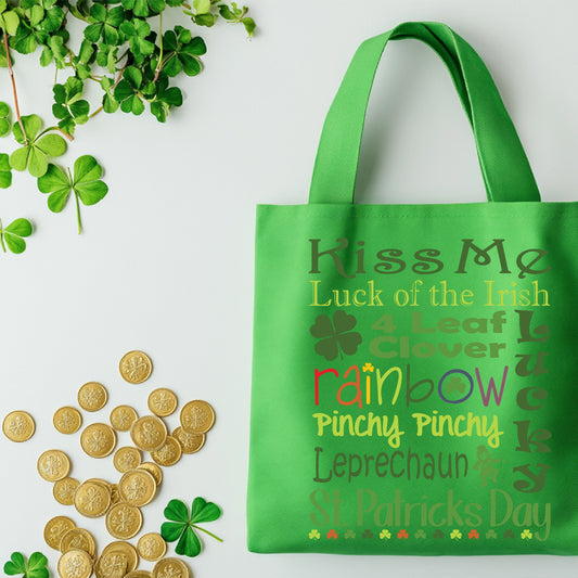 St. Patrick's Word Riot Green Tote Bag — Bold Typographic Holiday Tote - 3 Sizes