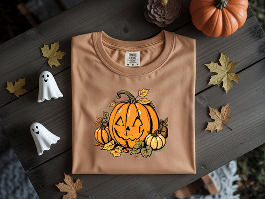 Comfort Colors Pumpkin Shirt | Womens Halloween Fall Graphic Tee