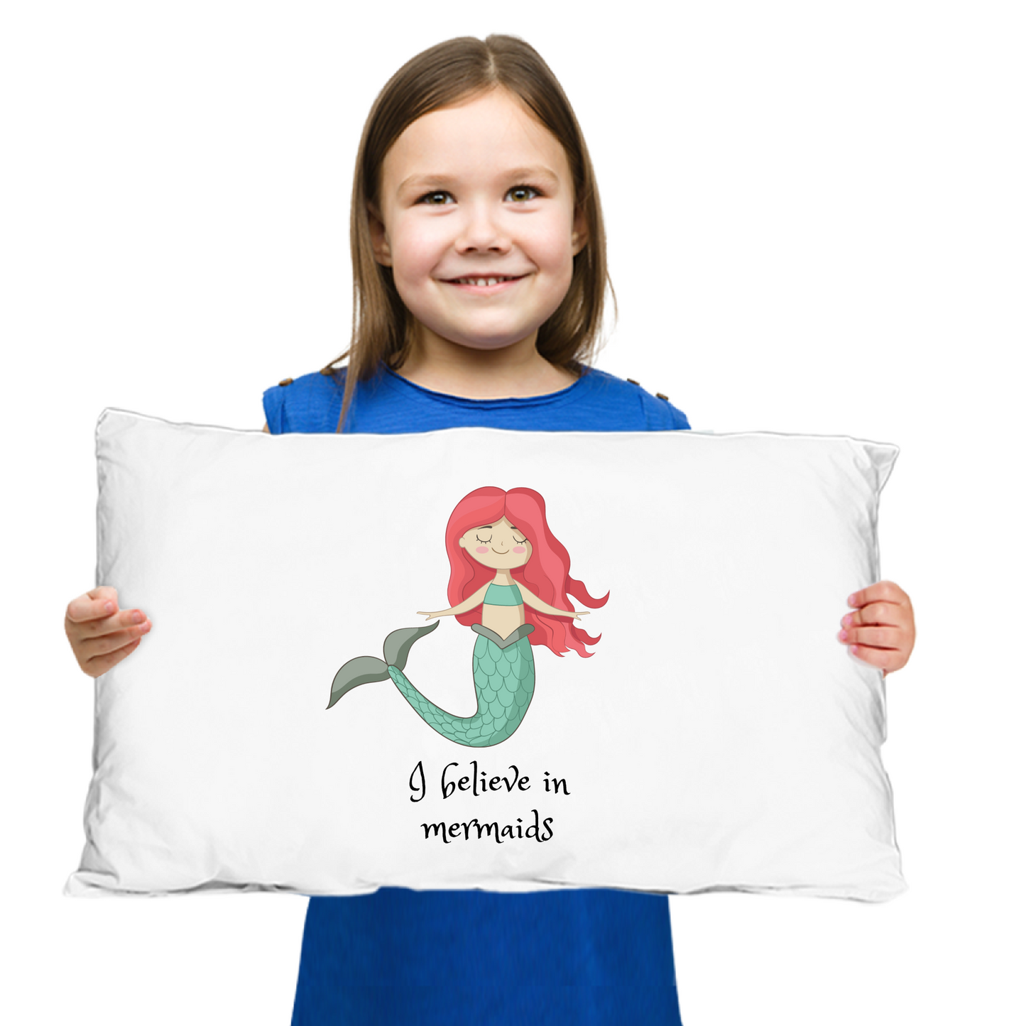Mermaid Microfiber Pillowcase — "I Believe in Mermaids" Decorative Pillowcase for Kids’ Bedroom & Nautical Gifts