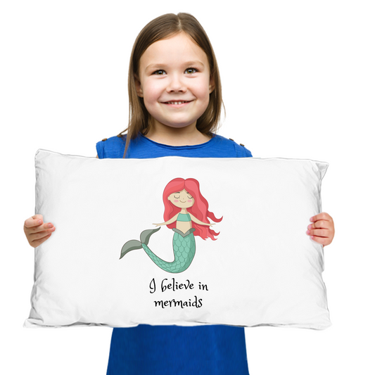 Mermaid Microfiber Pillowcase — "I Believe in Mermaids" Decorative Pillowcase for Kids’ Bedroom & Nautical Gifts