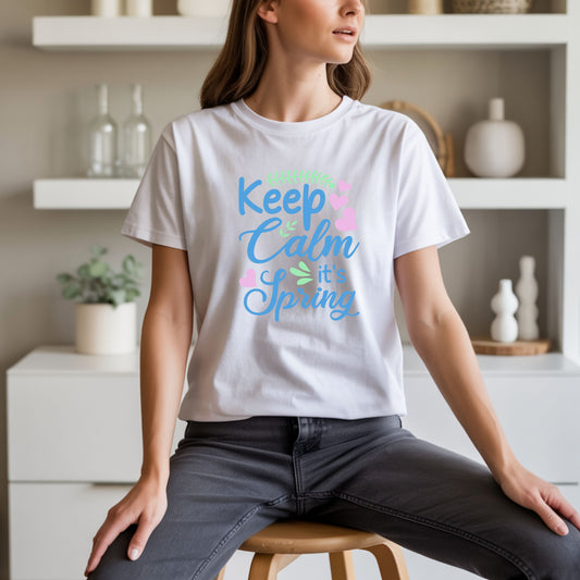 Keep Calm It's Spring T-Shirt — Floral Springtime Graphic Tee